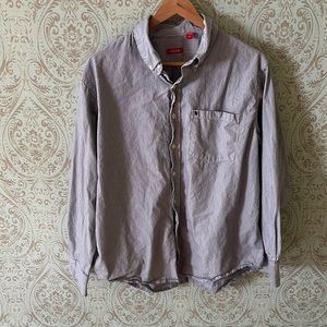 IZOD Blue & White Pinstriped Dress Shirt Size Large